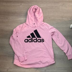 adidas Pink Pullover Hoodie with Black Logo